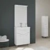 MOBILE BAGNO A TERRA 65CM 2 ANTE, SPECCHIO CON LED BIANCO LUCIDO EASY -Villeroyit Negozio 31450307 1