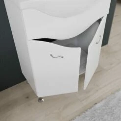 MOBILE BAGNO A TERRA 65CM 2 ANTE, SPECCHIO CON LED BIANCO LUCIDO EASY -Villeroyit Negozio 31450307 4