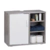 Relaxdays Mobile Sottolavabo, Mobiletto Per Lavandino Bagno, 3 Ripiani, Armadietto, Anta Singola, 51x60x32 Cm, Grigio -Villeroyit Negozio 31794670 1