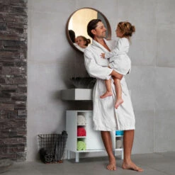 Relaxdays Mobile Sottolavabo, Armadietto Bagno Con 1 Anta, 53,5x60x32 Cm, 7 Scomparti & Apertura Per Sifone, Bianco -Villeroyit Negozio 31800496 3