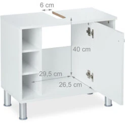 Relaxdays Mobile Sottolavabo, Armadietto Bagno Con 1 Anta, 53,5x60x32 Cm, 7 Scomparti & Apertura Per Sifone, Bianco -Villeroyit Negozio 31800496 5