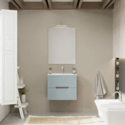 MOBILE BAGNO SOSPESO 60CM QUERCIA NATURALE E FRONTALE BLU OPACO MAGNOLIA -Villeroyit Negozio 32809133 2