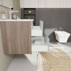 MOBILE BAGNO SOSPESO 60CM QUERCIA NATURALE E FRONTALE BLU OPACO MAGNOLIA -Villeroyit Negozio 32809133 3