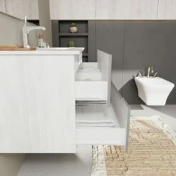 MOBILE BAGNO CASSETTI GRIGIO OPACO, FIANCHI BIANCO QUERCIA 100CM MAGNOLIA -Villeroyit Negozio 32809154 5