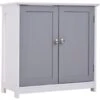 Kleankin Mobile Sotto Lavabo Bagno Con Taglio A U, Armadietto 2 Ante Con Mensola Regolabile In MDF, 60x30x60cm Bianco Grigio -Villeroyit Negozio 32846916 1