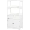 Kleankin Mobile Bagno Con Mensole, Armadietto E Cassetto In Legno, Bianco, 60x33x122.5cm