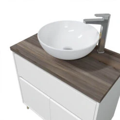 Mobile Bagno 80 Cm Con Lavabo Da Appoggio In Ceramica Con 2 Ante E Cassettone BIANCO + ROVERE 305732BO -Villeroyit Negozio 33557746 4