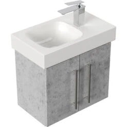 Mobile Bagno Con Lavabo Geberit ICON XS 53cm A Destra SoftClose Grigio Cemento