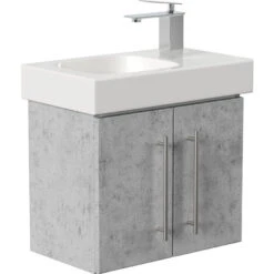 Mobile Bagno Con Lavabo Geberit ICON XS 53cm A Destra SoftClose Grigio Cemento -Villeroyit Negozio 34589540 3