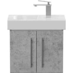 Mobile Bagno Con Lavabo Geberit ICON XS 53cm A Destra SoftClose Grigio Cemento -Villeroyit Negozio 34589540 4