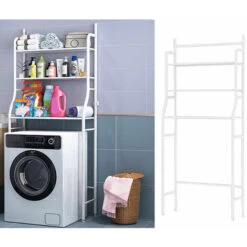 Scaffale Bagno Lavatrice 155x65x25 3 Ripiani Mobile Appoggio Bianco Salvaspazio -Villeroyit Negozio 36851870 5