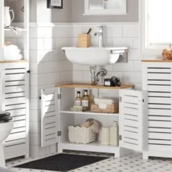 SoBuy Mobile Sottolavabo Per Bagno Sottolavabo Bagno Mobile Bagno Sottolavabo Bianco BZR40-W -Villeroyit Negozio 36910204 3