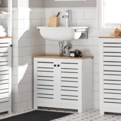 SoBuy Mobile Sottolavabo Per Bagno Sottolavabo Bagno Mobile Bagno Sottolavabo Bianco BZR40-W -Villeroyit Negozio 36910204 5