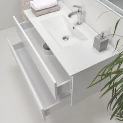 Arche Mobile Bagno Con Lavabo 100 Cm Sospeso Bianco Con Colonna Specchio E Lampada -Villeroyit Negozio 37544061 3