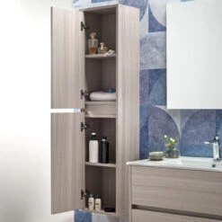 Arche Mobile Bagno Sospeso 80 Cm Rovere Completo Di Colonna Lavabo Specchio E Lampada -Villeroyit Negozio 37544064 4