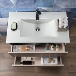 Arche Mobile Bagno Sospeso 80 Cm Rovere Completo Di Colonna Lavabo Specchio E Lampada -Villeroyit Negozio 37544064 5
