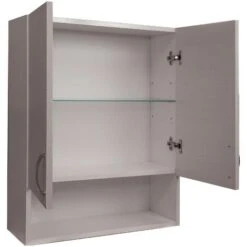 Dmora Armadietto Da Bagno Made In Italy, Mobiletto Pensile Da Bagno A Due Ante, Pensile Da Muro Con Vano Portaoggetti, Cm 58x22h70, Colore Rovere Sbiancato, Con Imballo Rinforzato -Villeroyit Negozio 38269786 4