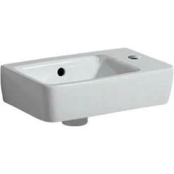 Lavamani Geberit Renova Compact, Bianco, 40x15x25cm, Foro Rubinetto A Destra, Senza Ripiano