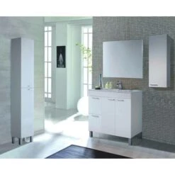 Colonna Bagno, Mobile A Colonna Per Bagno A 2 Ante, Armadio Pensile Sospeso Con 2 Ripiani, Cm 30x25h182, Bianco Lucido -Villeroyit Negozio 39432493 5