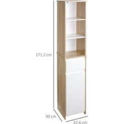 Kleankin Scaffale Bagno Con Ripiani Salvaspazio In Legno - Bianco -Villeroyit Negozio 39507177 3