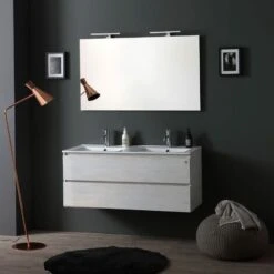 MOBILE BAGNO 120 CM CON 2 CASSETTI PROMENADE DOPPIO LAVABO LUCE A LED BERLIN