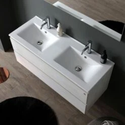 MOBILE BAGNO 120 CM CON 2 CASSETTI PROMENADE DOPPIO LAVABO LUCE A LED BERLIN -Villeroyit Negozio 3994223 3