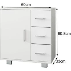 Armadietto Sottolavabo Mobile Bagno 3 Cassetti E Anta 60x60,8x33 Cm MDF Bianco -Villeroyit Negozio 40468064 3