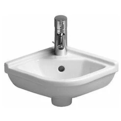 Duravit STARCK 3 Lavabo Angolare Con Piattaforma Per Troppopieno 430x380mm 1 Foro Bianco