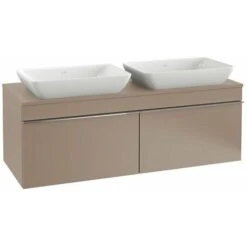 Villeroy & Boch Mobile Lavabo, 1257 X 436 X 502 Mm, Modello Sospeso, In Legno, Per 2 Lavelli Vetro Grigio Lucido