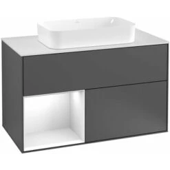 Villeroy & Boch Finion, Mobili Lavabo, 1000 X 603 X 501 Mm, Angolari, Con Scaffale (illuminato), Modello Sospeso, In Legno, Lavabo Al Centro, Illuminazione A LED, 1x LED / 2,3W, 2x LED / 4,2W, 2700 K A 6480 K, Impial