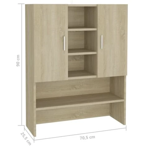 Mobile Per Lavatrice Rovere Sonoma 70,5x25,5x90 Cm VidaXL 5 Mobile Per Lavatrice Rovere Sonoma 70,5x25,5x90 Cm VidaXL - immagine 3