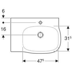 GEBERIT - FANTASIA LAVABO ASIMMETRICO 65 CM. CON RIPIANO D'APPOGGIO A SINISTRA BIANCO 500.879.00.1 -Villeroyit Negozio 46236863 3