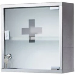 Armadietto Farmacia Con Serratura Joker Acciaio Inox/vetro