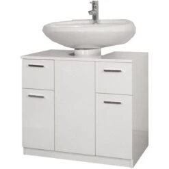 Copricolonna Con Cassetti Laccato Bianco