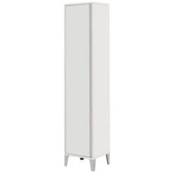 Mobile Colonna Portascopa Bianco Rovere Armadietto Mobiletto Bagno Alto Feridras - Colore: Bianco