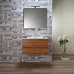 Villeroyit Negozio 37 Arche Mobile Bagno 90 Cm Teak Sospeso 2 Cassetti Lavabo E Specchio