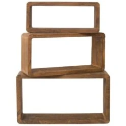 Rebecca Mobili Set 3 Mensole Parete Rettangolari Legno Scuro Design 24x41x9 -Villeroyit Negozio 50410305 3