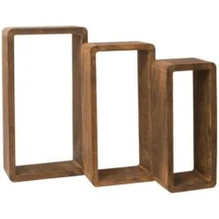 Rebecca Mobili Set 3 Mensole Parete Rettangolari Legno Scuro Design 24x41x9 -Villeroyit Negozio 50410305 5