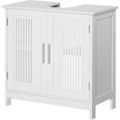 Kleankin Mobiletto Da Bagno Sottolavabo A 2 Ante In MDF Salvaspazio Con Ripiani Regolabili 60x30x60cm Bianco