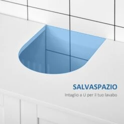 Kleankin Mobiletto Da Bagno Sottolavabo A 2 Ante In MDF Salvaspazio Con Ripiani Regolabili 60x30x60cm Bianco -Villeroyit Negozio 51030492 4