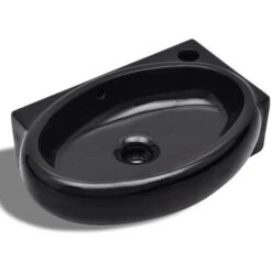 Lavandino In Ceramica Nera Rotondo Con Foro Rubinetto/ Trabocco -Villeroyit Negozio 51084114 2