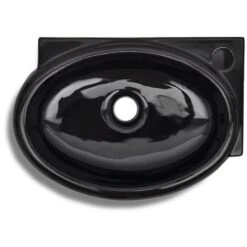 Lavandino In Ceramica Nera Rotondo Con Foro Rubinetto/ Trabocco -Villeroyit Negozio 51084114 4