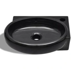 Lavandino In Ceramica Nera Rotondo Con Foro Rubinetto/ Trabocco -Villeroyit Negozio 51084114 5