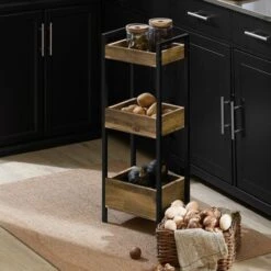 SoBuy Biancheria Bagno Cesta Bagno Cesta Biancheria Scaffale Bagno Cesta Scaffale Mobili Bagno Salvaspazio Marrone FRG226-F -Villeroyit Negozio 51607705 4