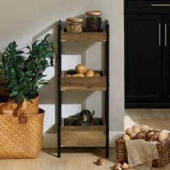 SoBuy Biancheria Bagno Cesta Bagno Cesta Biancheria Scaffale Bagno Cesta Scaffale Mobili Bagno Salvaspazio Marrone FRG226-F -Villeroyit Negozio 51607705 5