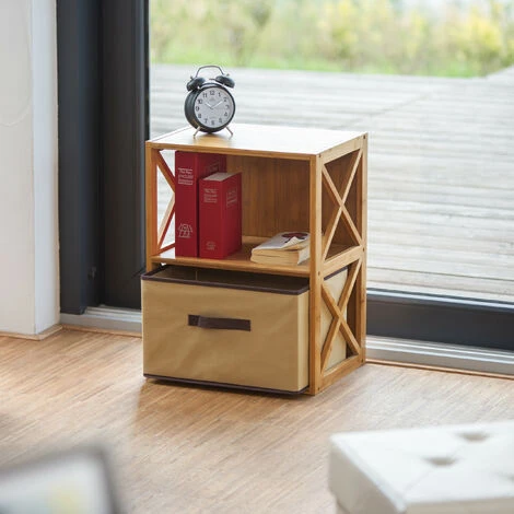 Relaxdays 10020273340 Scaffale Con Cestino Per Il Bagno, 2 Ripiani, Legno, Box Pieghevole, HxLxP: 54 X 42 X 29 Cm Ca. 4 Relaxdays 10020273340 Scaffale Con Cestino Per Il Bagno, 2 Ripiani, Legno, Box Pieghevole, HxLxP: 54 X 42 X 29 Cm Ca. - immagine 2