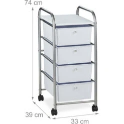 Relaxdays Carrellino Salvaspazio Con 4 Cassetti, Metallo & Plastica, Carrello Porta Trucchi Da Bagno, Multiuso, Argento -Villeroyit Negozio 51980535 4