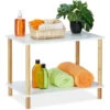 Relaxdays Scaffale Da Bagno, 2 Ripiani, Bambù E MDF, HLP: 44x60x40 Cm, Mobile Autoportante Da Cucina, Bianco Naturale -Villeroyit Negozio 52736323 1