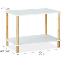 Relaxdays Scaffale Da Bagno, 2 Ripiani, Bambù E MDF, HLP: 44x60x40 Cm, Mobile Autoportante Da Cucina, Bianco Naturale -Villeroyit Negozio 52736323 4