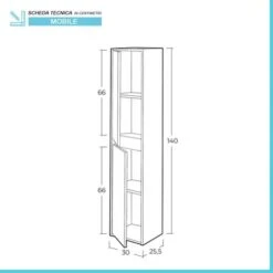 Colonna Bagno Sospesa H. 140 Cm 2 Ante Serie Oasi Rovere In Kit Di Montaggio -Villeroyit Negozio 53076544 3